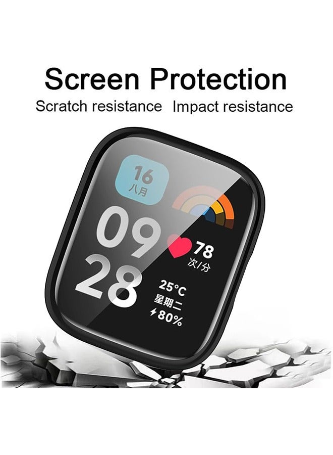 HY 2 Pcs HY Case Compatible with Xiaomi Redmi Watch 3 lite/ Xiaomi Redmi Watch 3 Active, All-Round Protective Case with Screen Protector, Anti-Smudge Scratch-Resistant TPU Case-Black Silver - Image 3