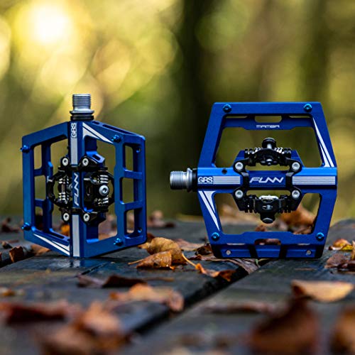 Funn Mamba Mountain Bike Clipless Pedals, Double Sided Clip Wide Platform MTB Pedals, Compatible with SPD Cleats, 9/16-Inch CrMo Axle Bicycle Pedals for MTB/BMX/Gravel Cycling (Blue) - Image 2