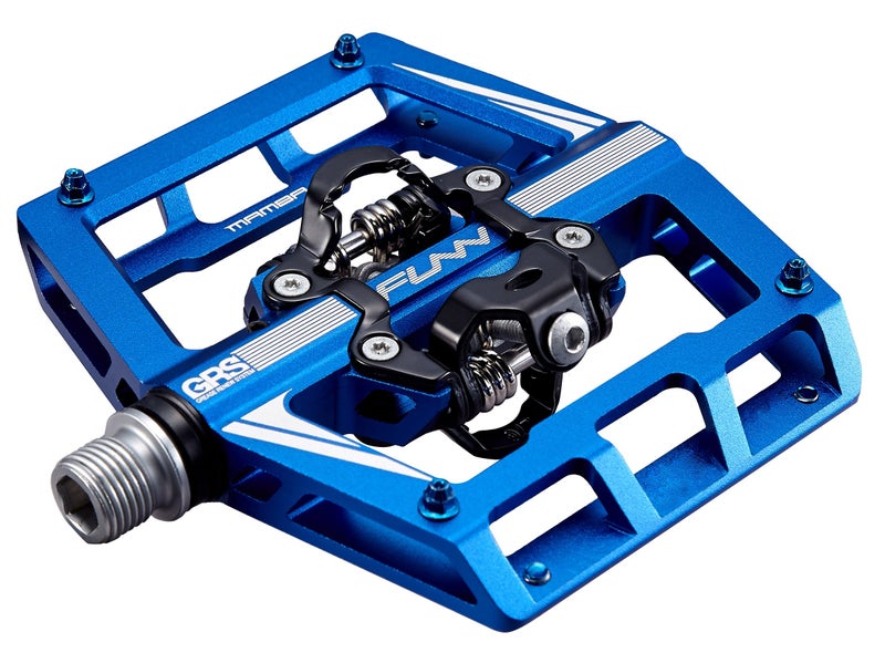 Funn Mamba Mountain Bike Clipless Pedals, Double Sided Clip Wide Platform MTB Pedals, Compatible with SPD Cleats, 9/16-Inch CrMo Axle Bicycle Pedals for MTB/BMX/Gravel Cycling (Blue) - Image 1