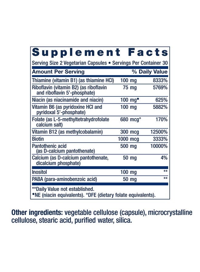Life Extension Bioactive Complete B-Complex, Heart, Brain and Nerve Support, Healthy Energy, Metabolism, Complete B Complex, 60 Vegetarian Capsules - Image 3