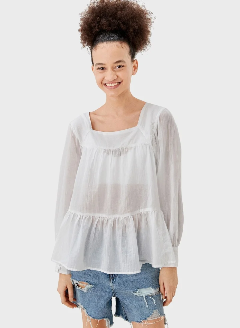 Tiered Square Neck Top
