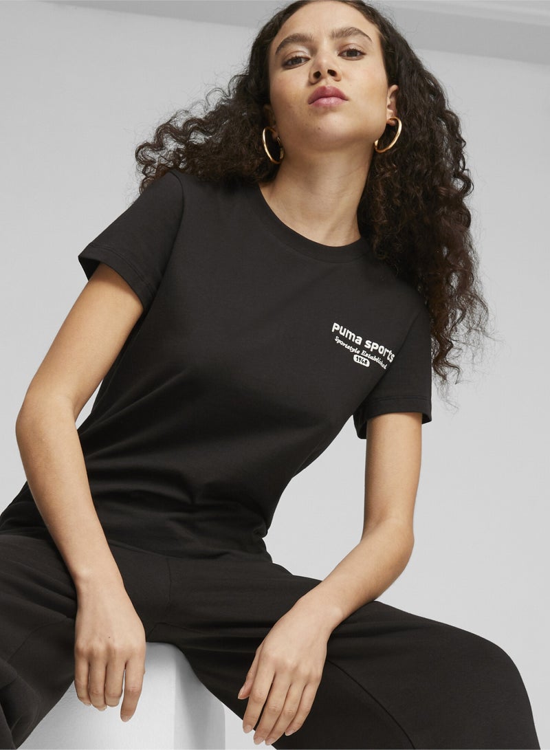 PUMA TEAM Womens Black Graphic T-shirt - Image 1