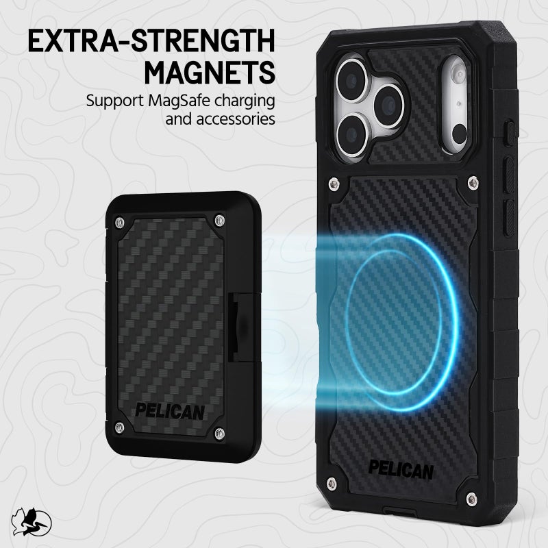 Pelican Shield iPhone 17 Pro Max Case [Compatible with MagSafe] Rugged Phone Case w/ 21ft Military-Grade Drop Protection - Heavy Duty Phone Cover w/Belt Clip Holster for iPhone 17 Pro Max - Carbon - Image 4
