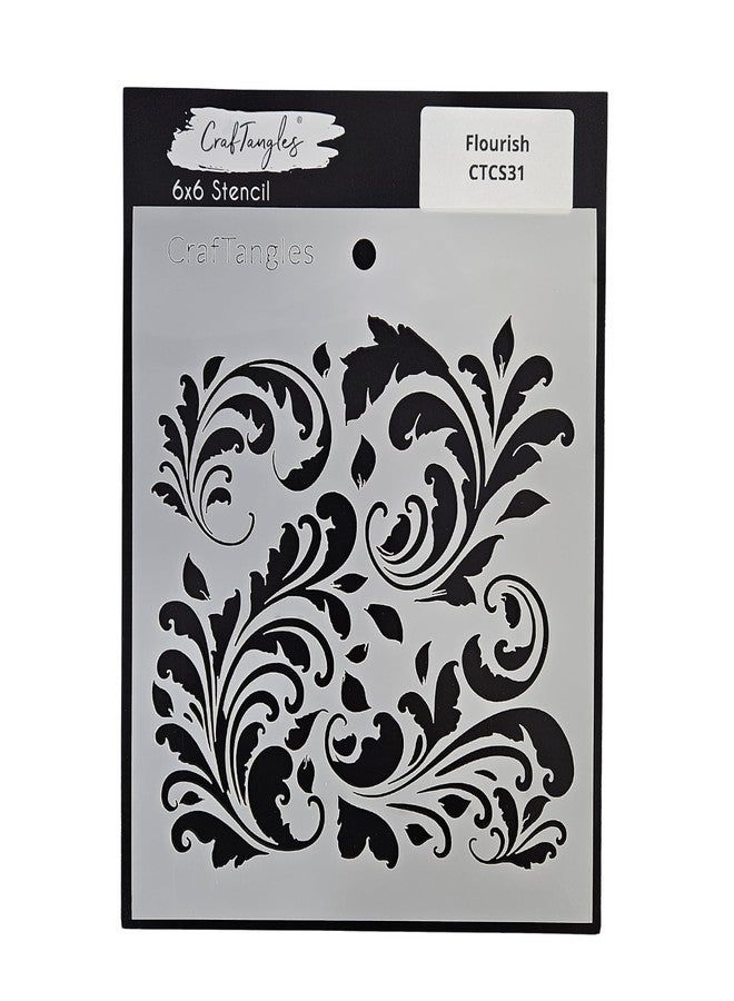 CrafTangles Art and Craft Stencil - Flourish, 6x6 inch, Reusable, use for DIY Painting on Canvas, Fabric, Cloth, Paper, Glass, Furniture, Wall, Mixed Media and Decoupage, 1Pc, CTCS31 - Image 1