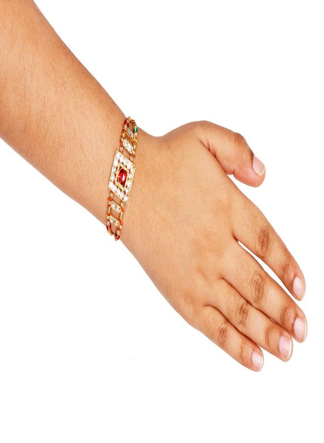SUNINOW RAKSHBANDHAN SPECIAL RAKHI COMBO PACK OF 2 SET RAKHI FOR BROTHER WITH ROLI FOR TILAK CEREMONY DESIGNER STONE STUDDED RAKHI COMBO | RAKHI FOR BROTHER | RAKHI GIFT | RAKHI FOR BHABHI | RAKHI FOR BROTHER RAKSHA BANDHAN BRACELET | RAKHI SET - Image 4