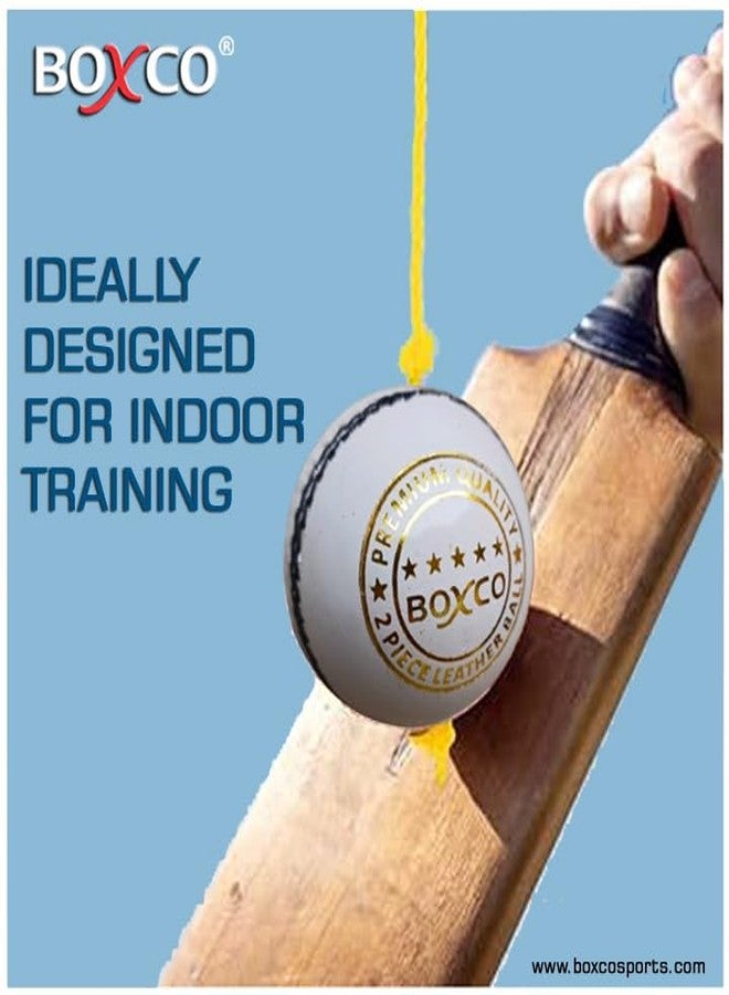 BOXCO Leather Hanging Cricket Ball | Standard Size White Knocking Ball for Batting Practice (7 ft Cord Included) - Image 3