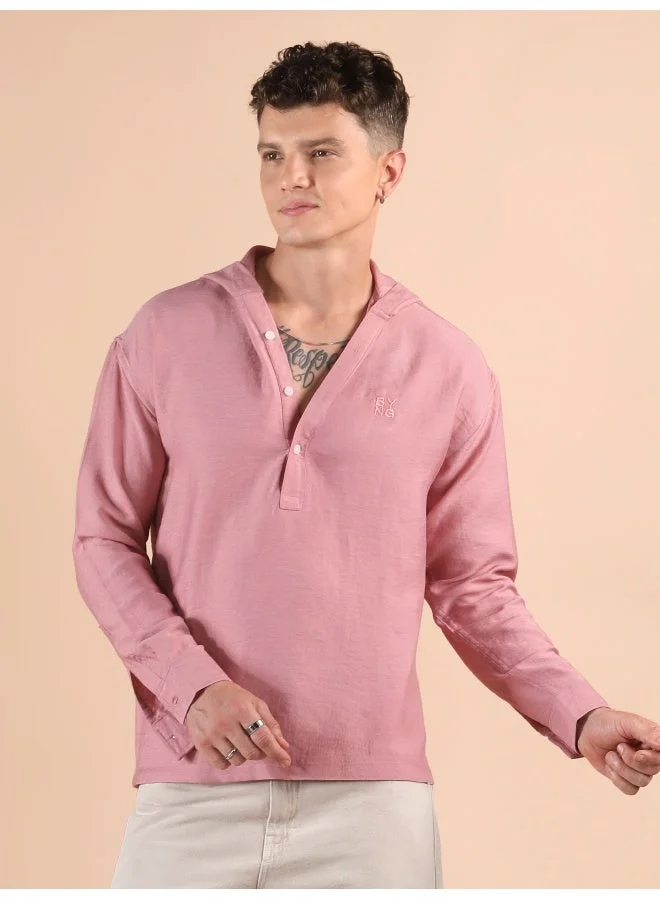 Beyoung Pink Hooded Shirt