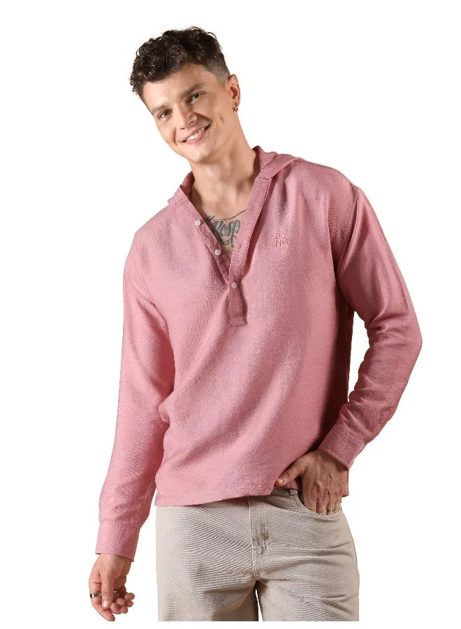 Beyoung Pink Hooded Shirt