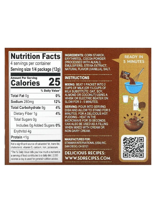Natural Simply Delish Natural Simply Delish, Plant-Based Instant Pudding, Chocolate, Sugar Free, 1.7 oz (48 g)  - Image 2