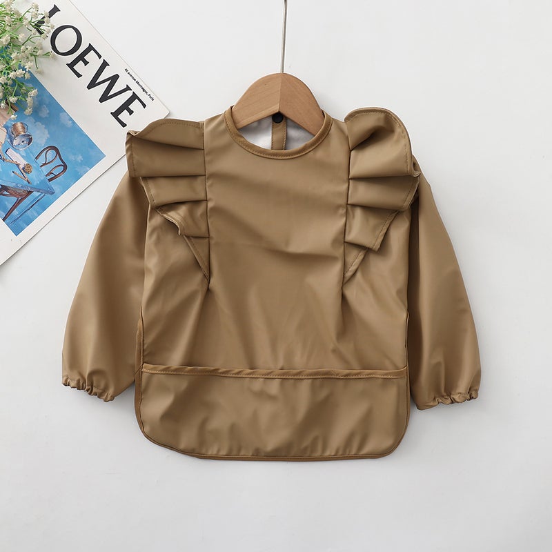 Baby Waterproof Feeding Smock Soft PU Wings-Curry 