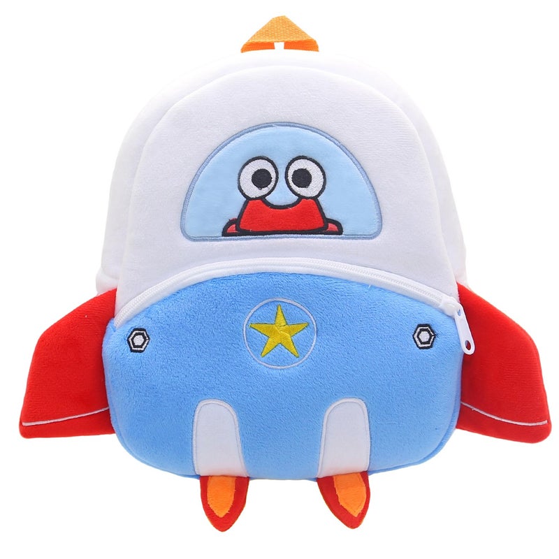 Plush Kids Backpack, Space Shuttle Space Design, Soft Lightweight School Bag for Toddlers and Preschool Kids - Image 2
