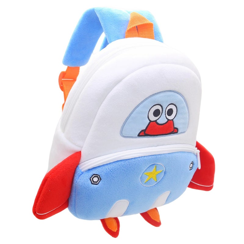 Plush Kids Backpack, Space Shuttle Space Design, Soft Lightweight School Bag for Toddlers and Preschool Kids - Image 3