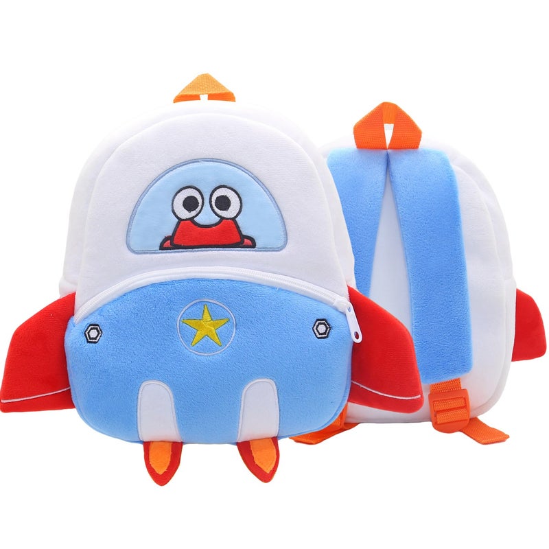 Plush Kids Backpack, Space Shuttle Space Design, Soft Lightweight School Bag for Toddlers and Preschool Kids - Image 1
