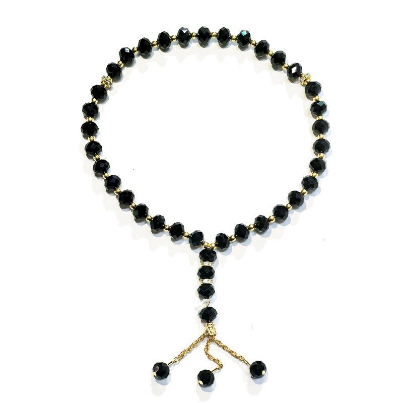 eManco Tasbih Muslim Prayer Beads, 33Pcs 10mm Faceted Glass Crystal Misbaha, Islamic Rosary with Tassel, Multi Colors， - Image 1