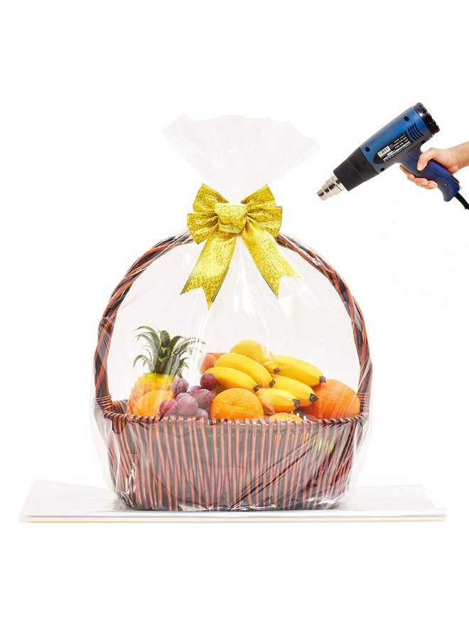 LazyMe أكياس انكماش سيلوفان سلة عيد الميلاد الشفافة، 24X30 بوصة، أكياس انكماش كبيرة، شفافة، 20 قطعة - Image 1