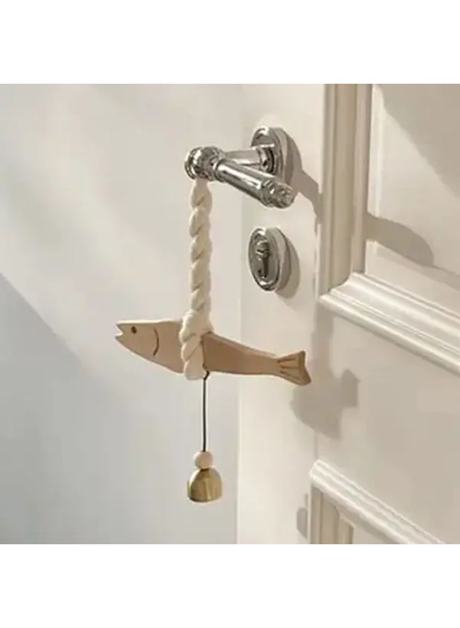 1pc Lightweight Wooden Fish Car Ornament L Style Hangable With Bell Pollack Door Pendant Ultra Thin Fish Wall Art Bedroom - Image 1