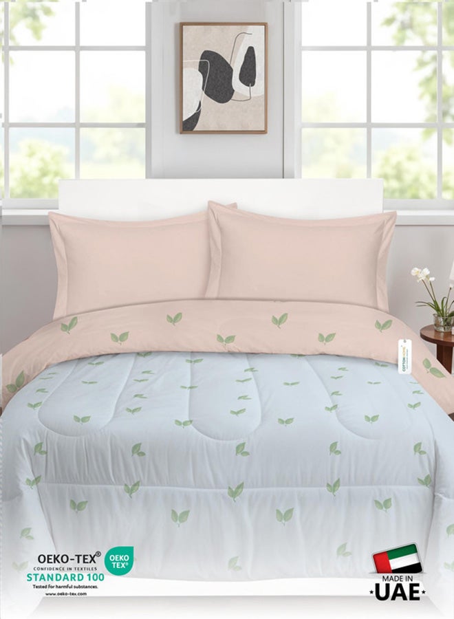 Cotton home قطن هوم بريميوم قطن 4 قطع مجموعة لحاف الراحة للكبار تشمل 1 قطعة لحاف 160x220سم، 1 ملاءة مفروشة 120x200سم، و2 وسادة 50x75+5سم، نسيم استوائي - Image 5