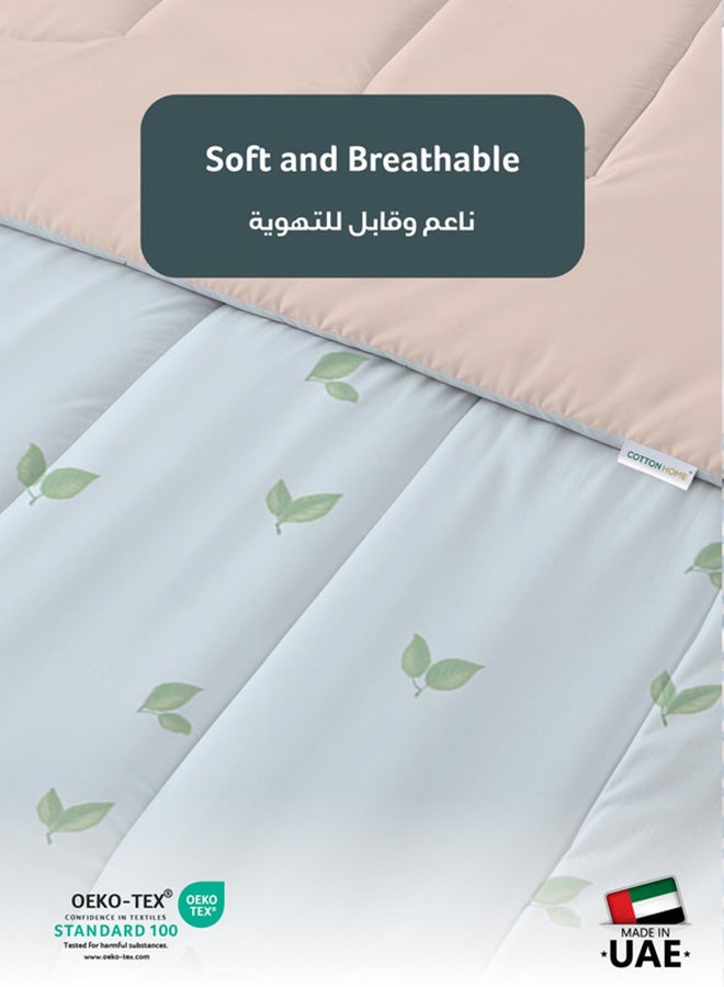 Cotton home قطن هوم بريميوم قطن 4 قطع مجموعة لحاف الراحة للكبار تشمل 1 قطعة لحاف 160x220سم، 1 ملاءة مفروشة 120x200سم، و2 وسادة 50x75+5سم، نسيم استوائي - Image 3