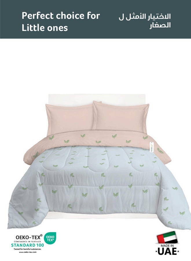 Cotton home قطن هوم بريميوم قطن 4 قطع مجموعة لحاف الراحة للكبار تشمل 1 قطعة لحاف 160x220سم، 1 ملاءة مفروشة 120x200سم، و2 وسادة 50x75+5سم، نسيم استوائي - Image 2