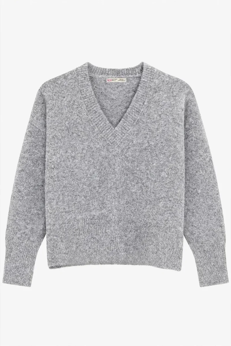 Mixray MIXRAY V-Neck Long Sleeve Sweater