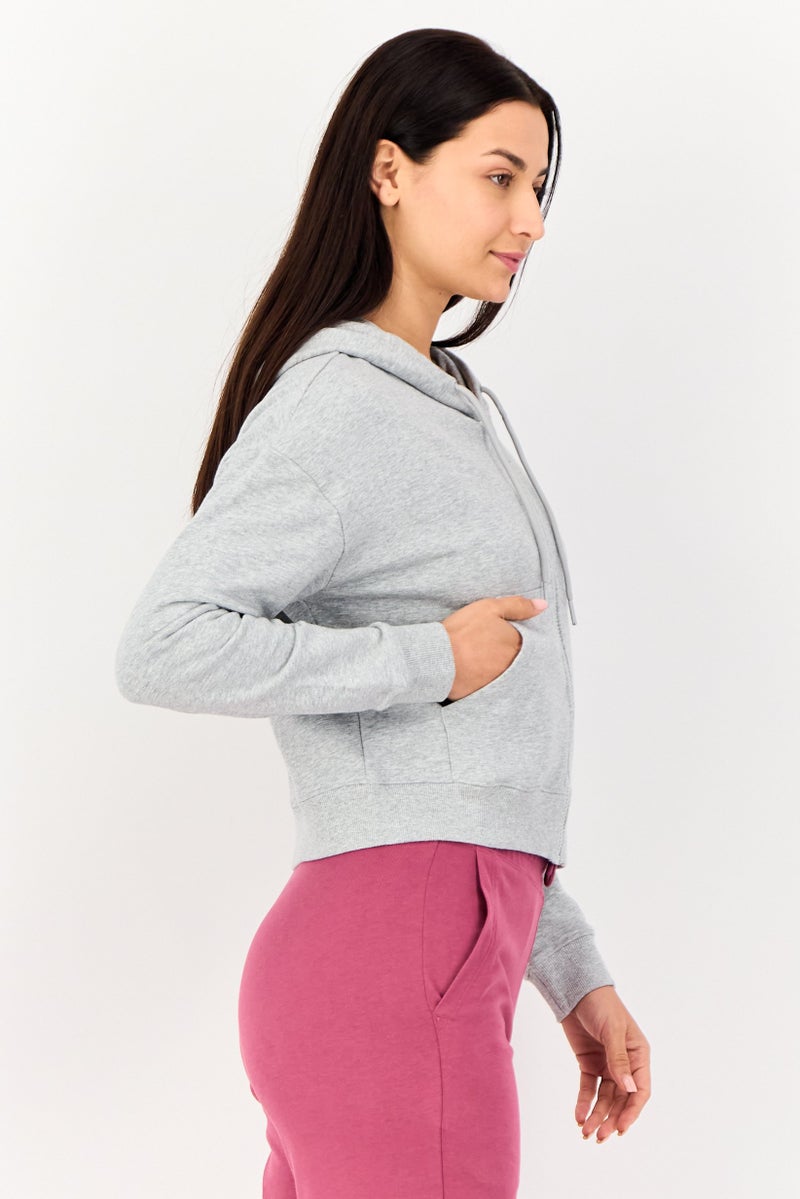 Reebok Women Sportswear Fit Long Sleeve Outdoor Hoodie, Grey - Image 4