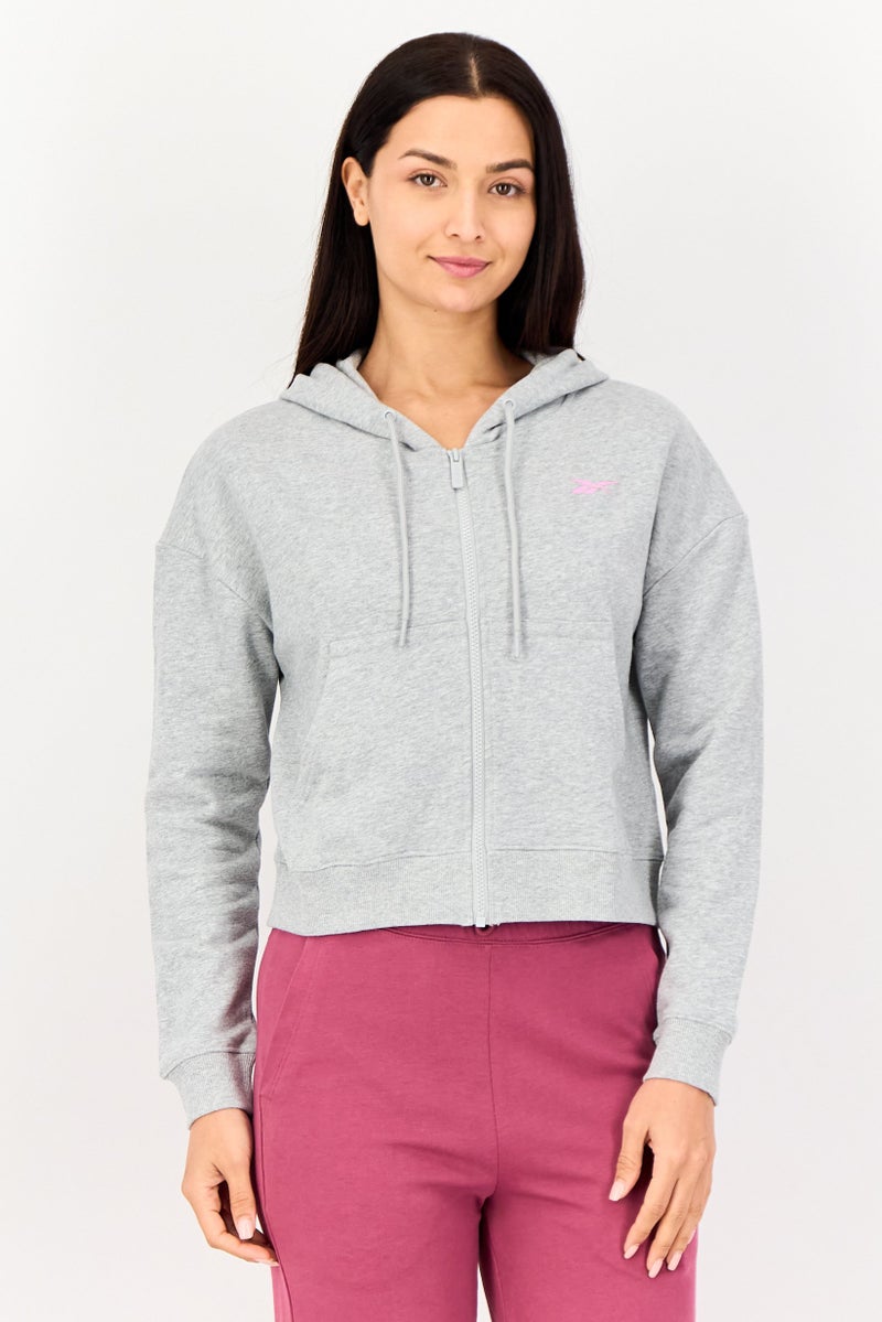 Reebok Women Sportswear Fit Long Sleeve Outdoor Hoodie, Grey - Image 1