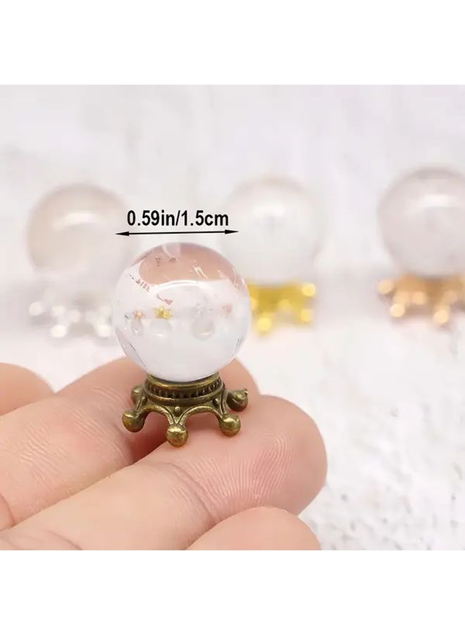 4Pcs Mini Crystal Ball Crown with Glowing Center Stone and Display Base Desktop Ornament - Image 2