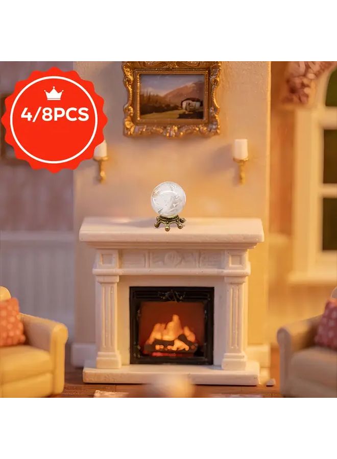 4Pcs Mini Crystal Ball Crown with Glowing Center Stone and Display Base Desktop Ornament - Image 1