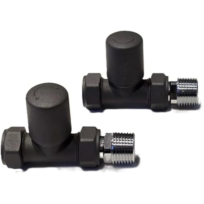 ANTHRACITE STRAIGHT TOWEL RAIL RADIATOR VALVES 15MM X 1/2'' - Image 3