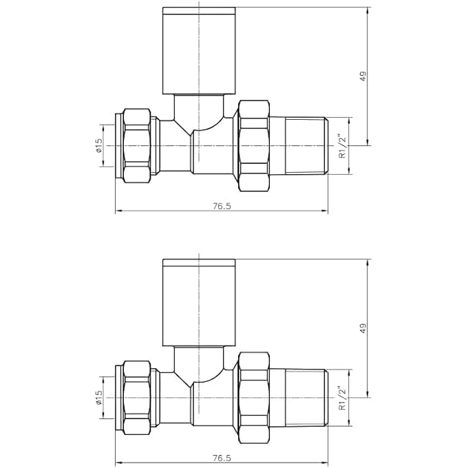 ANTHRACITE STRAIGHT TOWEL RAIL RADIATOR VALVES 15MM X 1/2'' - Image 2