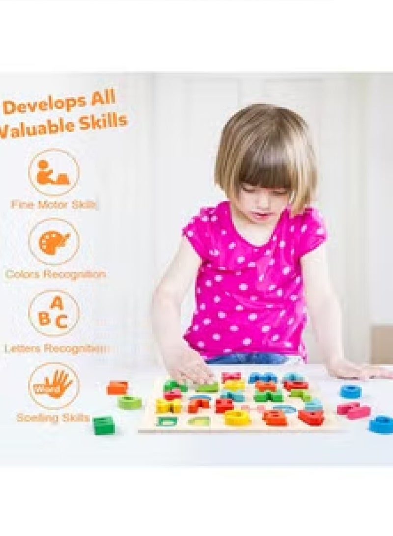 26-Piece Wooden Alphabetical Early Education Learning Game Toy Set For Kids - Image 2