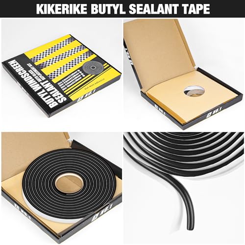 Kikerike Butyl Rubber Tape Headlight Glue Sealant Rope 14.8Ft Diameter 9mm Putty Foam Strip Caulk Sealer for Automotive (Car RV Truck Marine) Window Door Windshield Sealing - Black, 1 Roll - Image 5