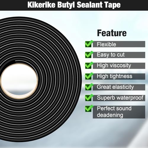 Kikerike Butyl Rubber Tape Headlight Glue Sealant Rope 14.8Ft Diameter 9mm Putty Foam Strip Caulk Sealer for Automotive (Car RV Truck Marine) Window Door Windshield Sealing - Black, 1 Roll - Image 3