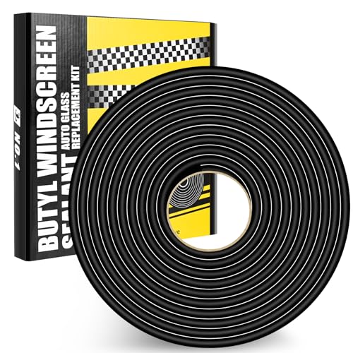 Kikerike Butyl Rubber Tape Headlight Glue Sealant Rope 14.8Ft Diameter 9mm Putty Foam Strip Caulk Sealer for Automotive (Car RV Truck Marine) Window Door Windshield Sealing - Black, 1 Roll - Image 1