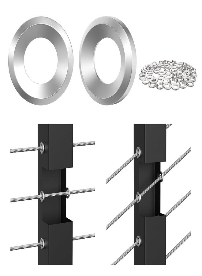 BLIKA 60Pack Cable Railing Adhesive Sleeves for 1/8" 5/32" 3/16" Wire Rope Cable, T316 Stainless Steel, 2.8mm Thickness Cable Railing Protector Adhesive Sleeves for Deck Stair Cable Railing Post Kits - Image 1