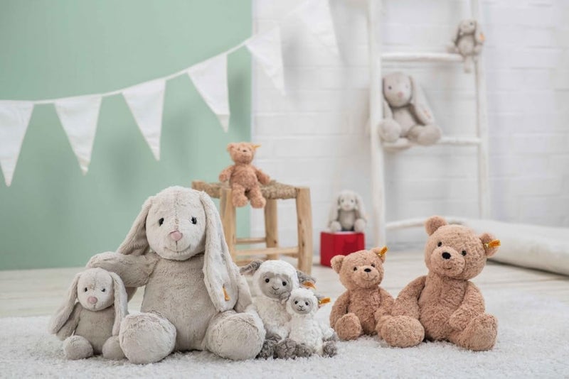 Steiff أرنب هوببي من ستايف: لعبة محشوة فاخرة بطول 15 بوصة، أصدقاء ناعمين وودودين للبنات والأولاد والأطفال (رمادي فاتح) - Image 2