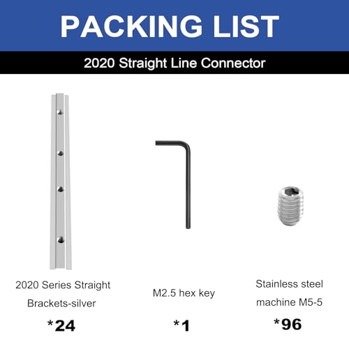Seekliny 24pcs 2020 Extrusion Straight Connector Joining Plate Corner Bracket 2020 Hardware TSlot Accessories VSlot with Screws for 8020 Aluminum Profile 3D Printer Frame Spare Parts Silver - Image 3