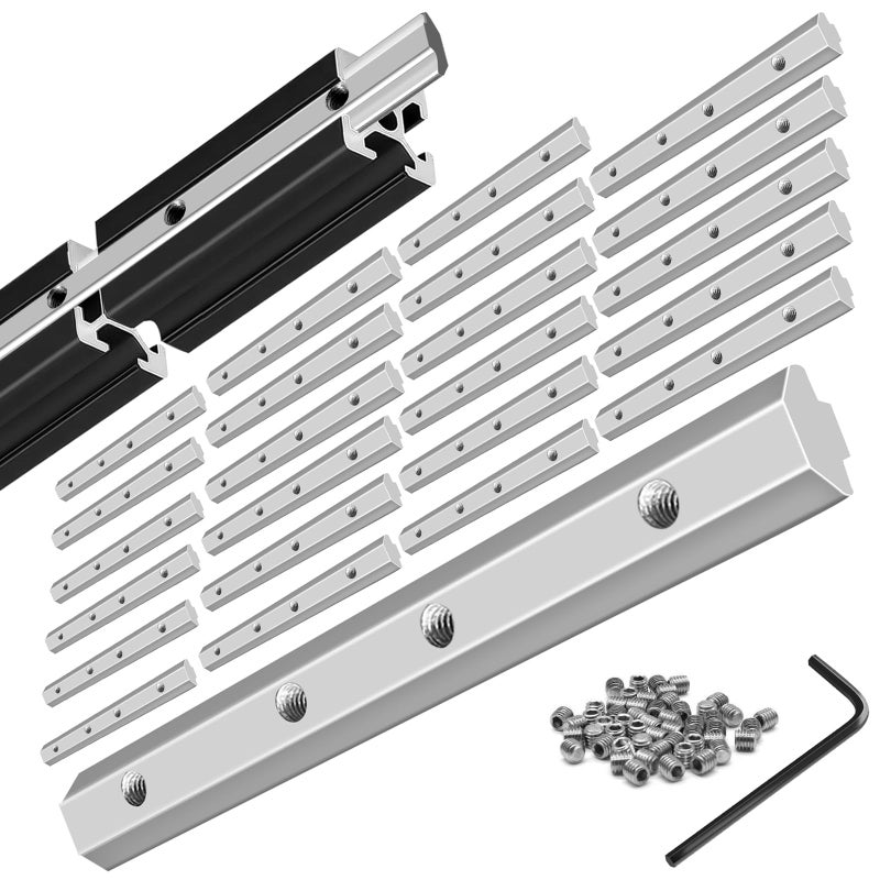 Seekliny 24pcs 2020 Extrusion Straight Connector Joining Plate Corner Bracket 2020 Hardware TSlot Accessories VSlot with Screws for 8020 Aluminum Profile 3D Printer Frame Spare Parts Silver - Image 2