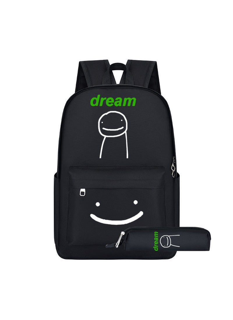 Generic - Dream Backpack Large Capacity For Middle Elementary School Students My World Themed Double Shoulder Backpack For Grades 3 To 6 A- two-piece set - Image 1