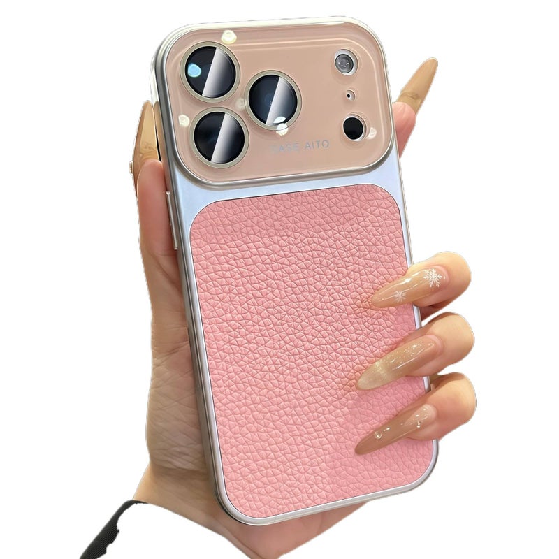 غطاء واقي | مقاوم للصدمات لـ iPhone 14 / 14 Plus / 14 Pro / 14 Pro Max | حماية من السقوط | ملمس جلد | وردي - Image 1