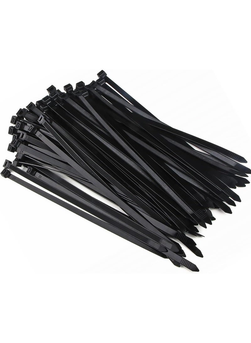 Wire Cable Tie Set , 4×250 mm Heavy-Duty Zip Ties, Secure Fastening for Home, Office, and Industrial Use , 100 Pieces - Black - Image 2