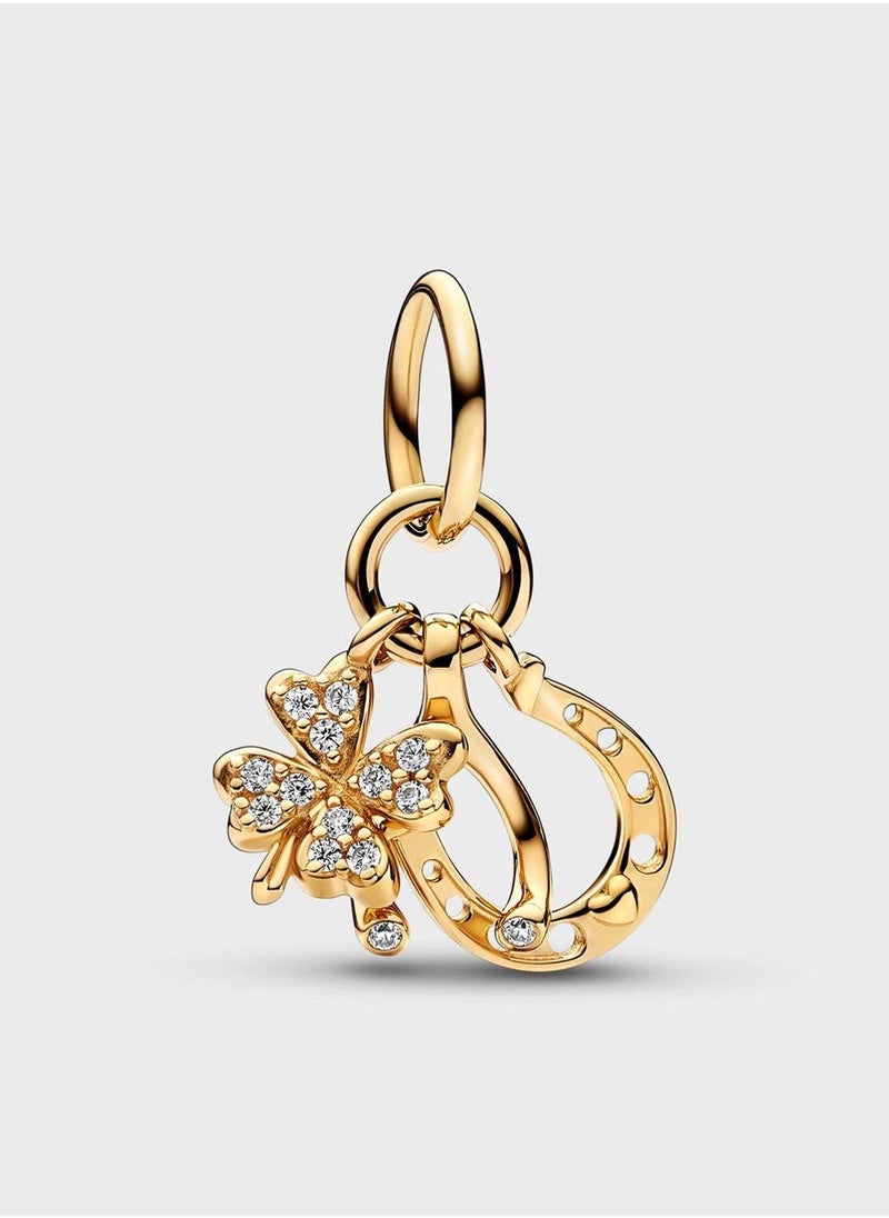 PANDORA - Lucky Clover, Wishbone & Horseshoe Dangle Charm - Image 1