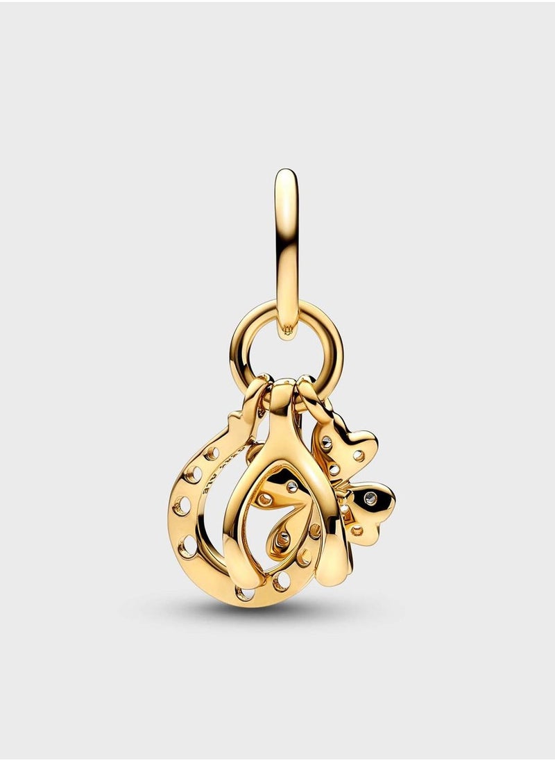 PANDORA - Lucky Clover, Wishbone & Horseshoe Dangle Charm - Image 1