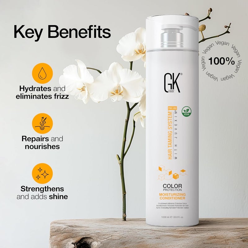 User feedback upgraded quality GK HAIR Global Keratin Moisturizing Conditioner (1000ml/33.8 Fl Oz) for Hydrating Color Protection Dry Damage Curly Frizzy Color Treated Hair Repair Organic Paraben Sulfate Free All Hair Types Classic modern blend design - Image 3