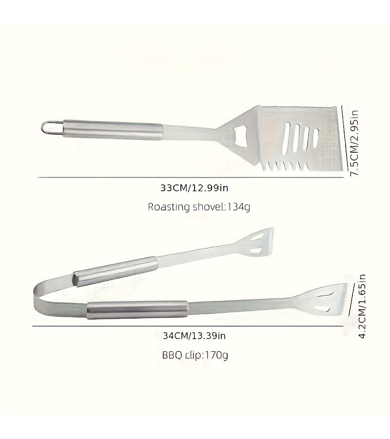 6 Piece Stainless Steel BBQ Grill Tool Set With Storage Bag For Outdoor Camping - Image 3