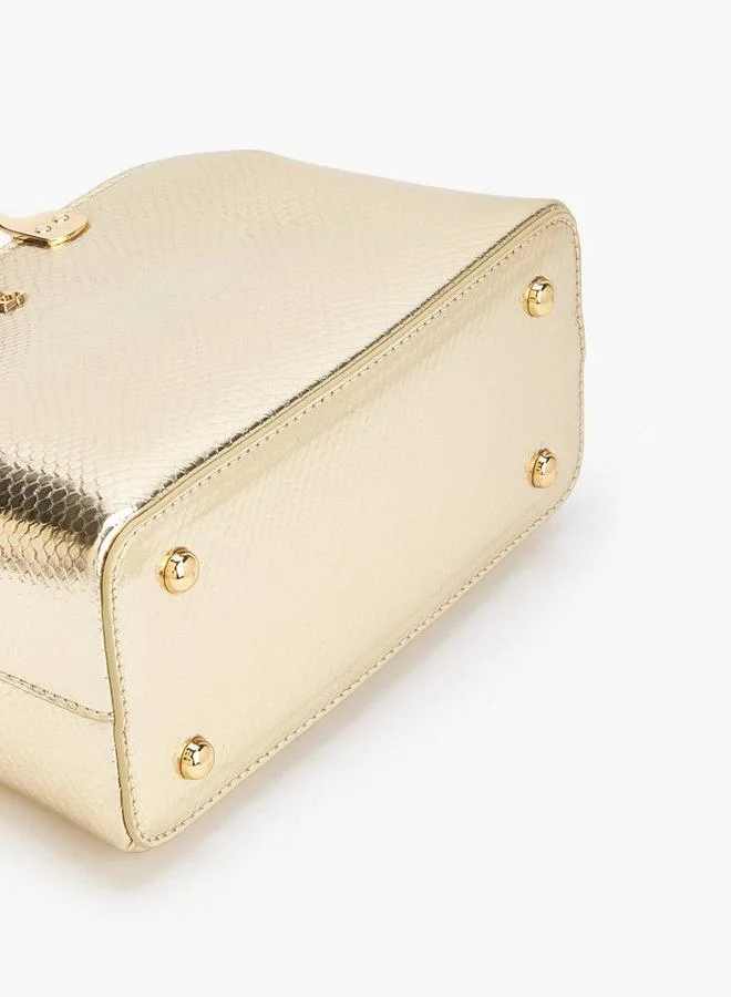 Flora Bella By Shoexpress GOLD Flora Bella Double Handle Tote Bag with Detachable Chain Strap Ramadan Collection for Women | Best Price UAE