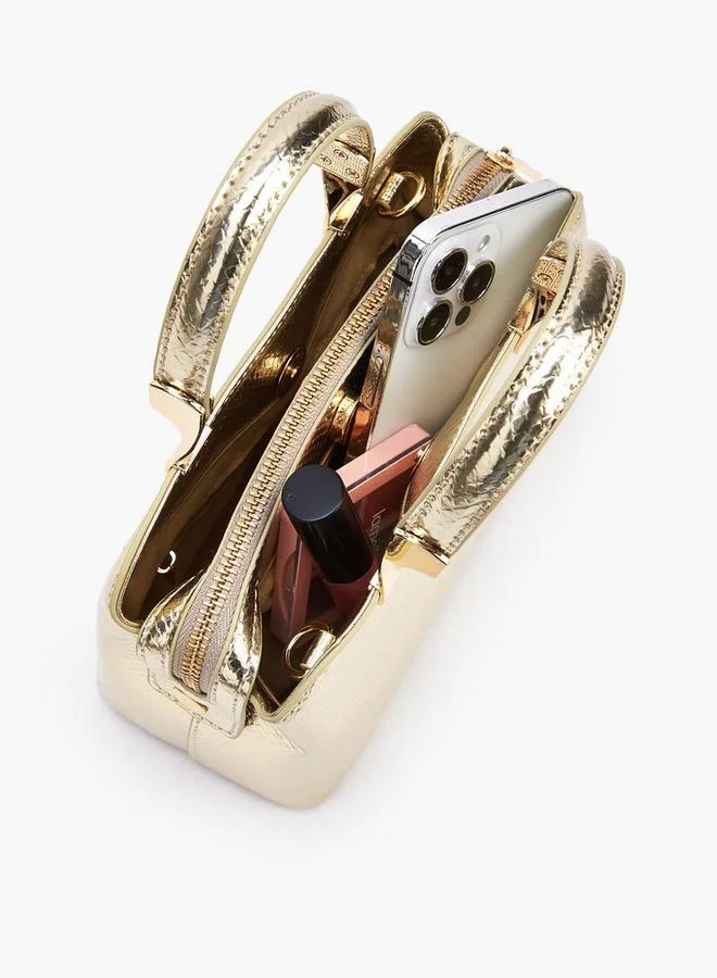 Flora Bella By Shoexpress GOLD Flora Bella Double Handle Tote Bag with Detachable Chain Strap Ramadan Collection for Women | Best Price UAE