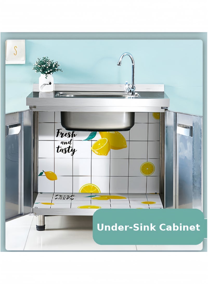 عنيد لفة واحدة من ورق جدران بنمط الليمون، ملصق مقاوم للزيت والماء للمطبخ، ورق جدران مقاوم لدرجات الحرارة العالية، ملصق جداري للمطبخ والحمام (60 × 500 سم) - Image 5