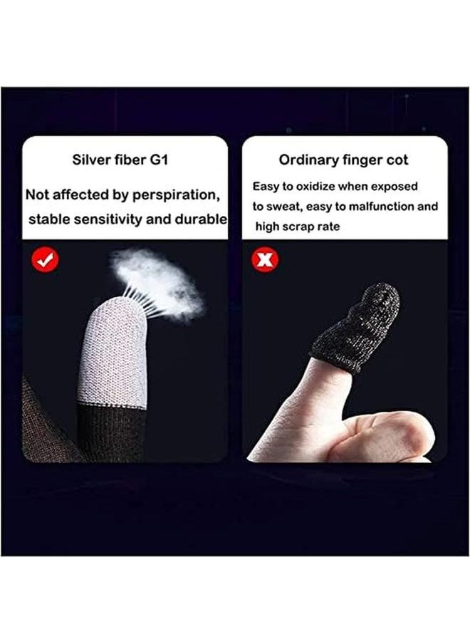 erorex - E Sports Gaming Gloves Gaming Finger Sleeves Anti Sweat Breathable Thumb Sleeves For Highly Sensitive Nano Silver Fiber Material Plus Nylon For Pubg Mobile Phone Games Accessories Black - Image 1