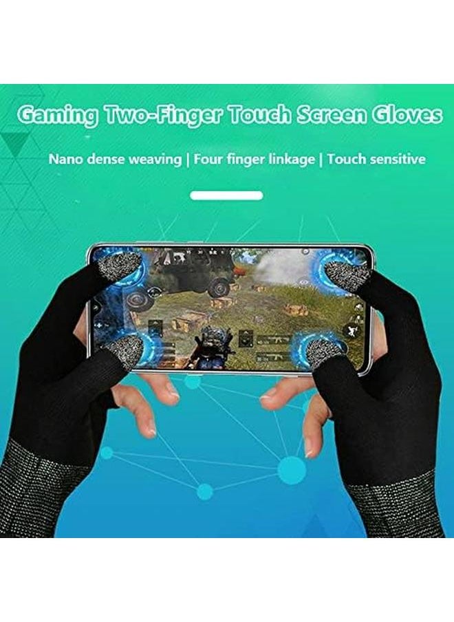 erorex - E Sports Gaming Gloves Gaming Finger Sleeves Anti Sweat Breathable Thumb Sleeves For Highly Sensitive Nano Silver Fiber Material Plus Nylon For Pubg Mobile Phone Games Accessories Black - Image 1